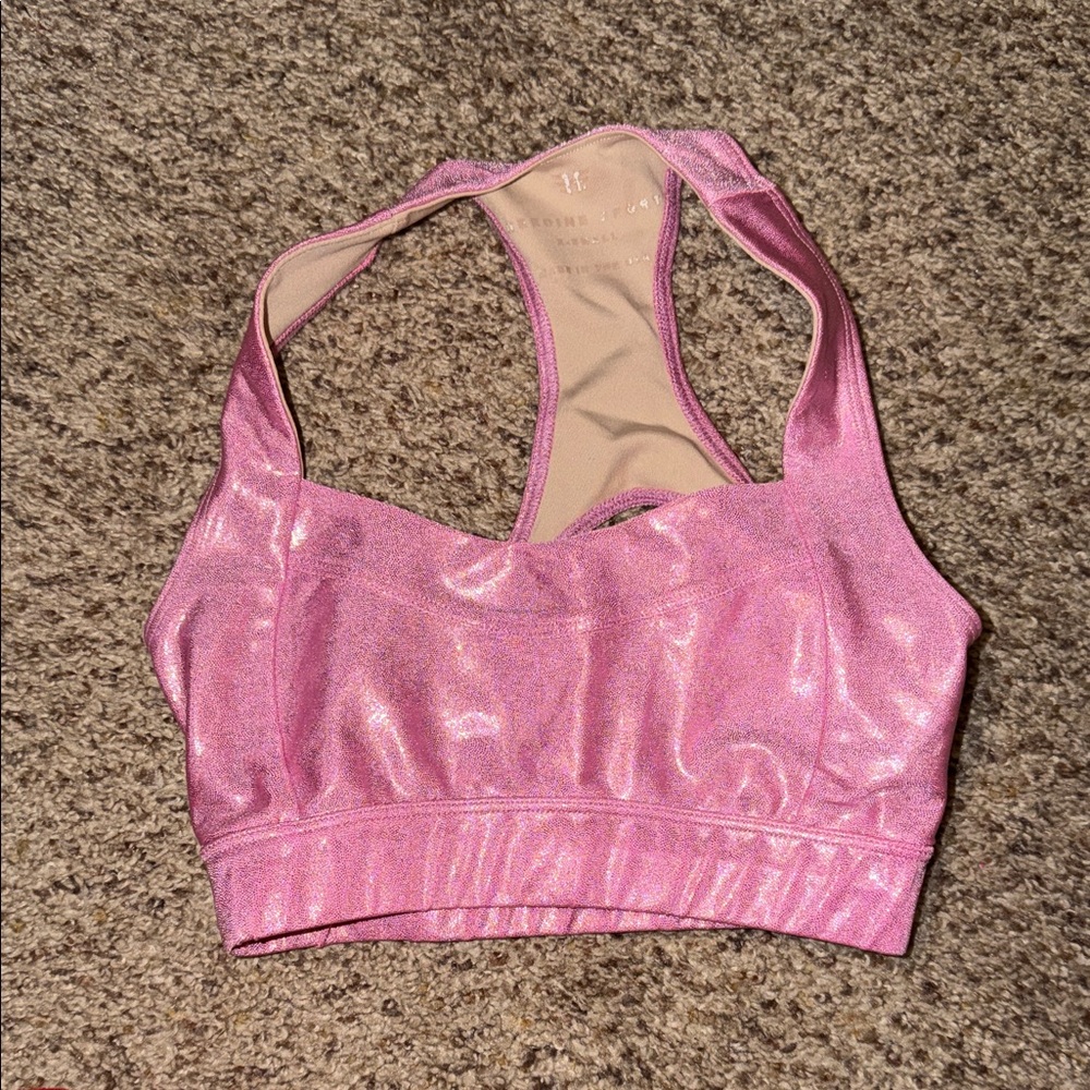 Shiny Pink Sports Bra